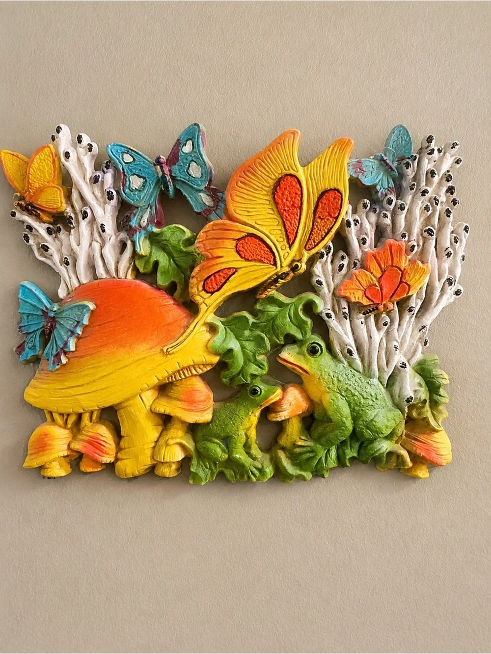 Vintage 1970 Homco Mushroom Butterfly Plaque
